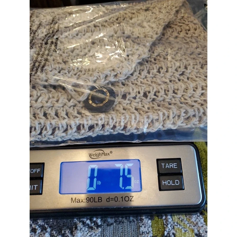Vintage Rare Crochet Clutch Button‎ Tan Purse 7.5x 10.5